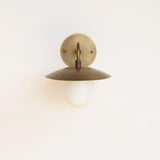One-Light Brass Dish Wall Sconce with Milk Glass Shade