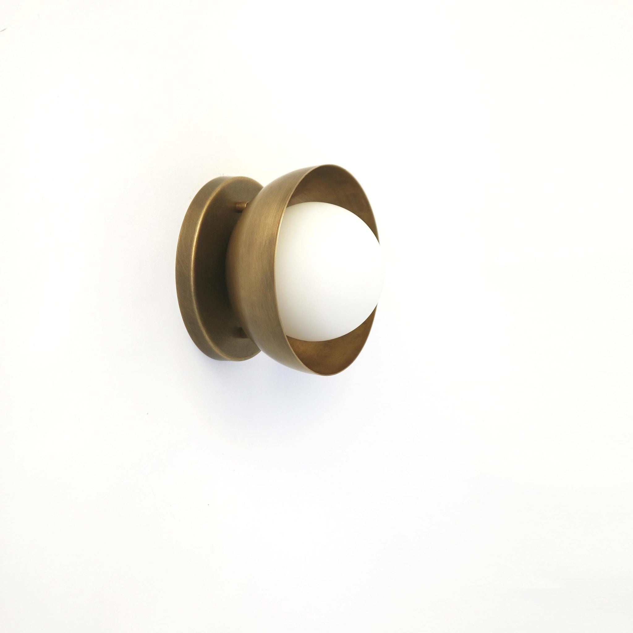 One-Light Brass Dome and Opal Globe Wall Sconce