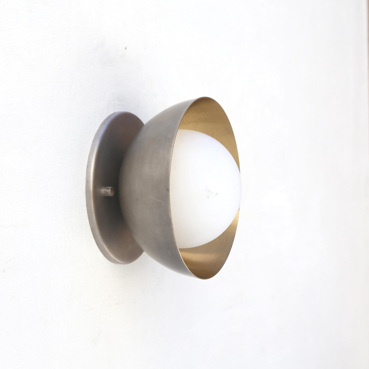 One-Light Brass Dome and Opal Globe Wall Sconce
