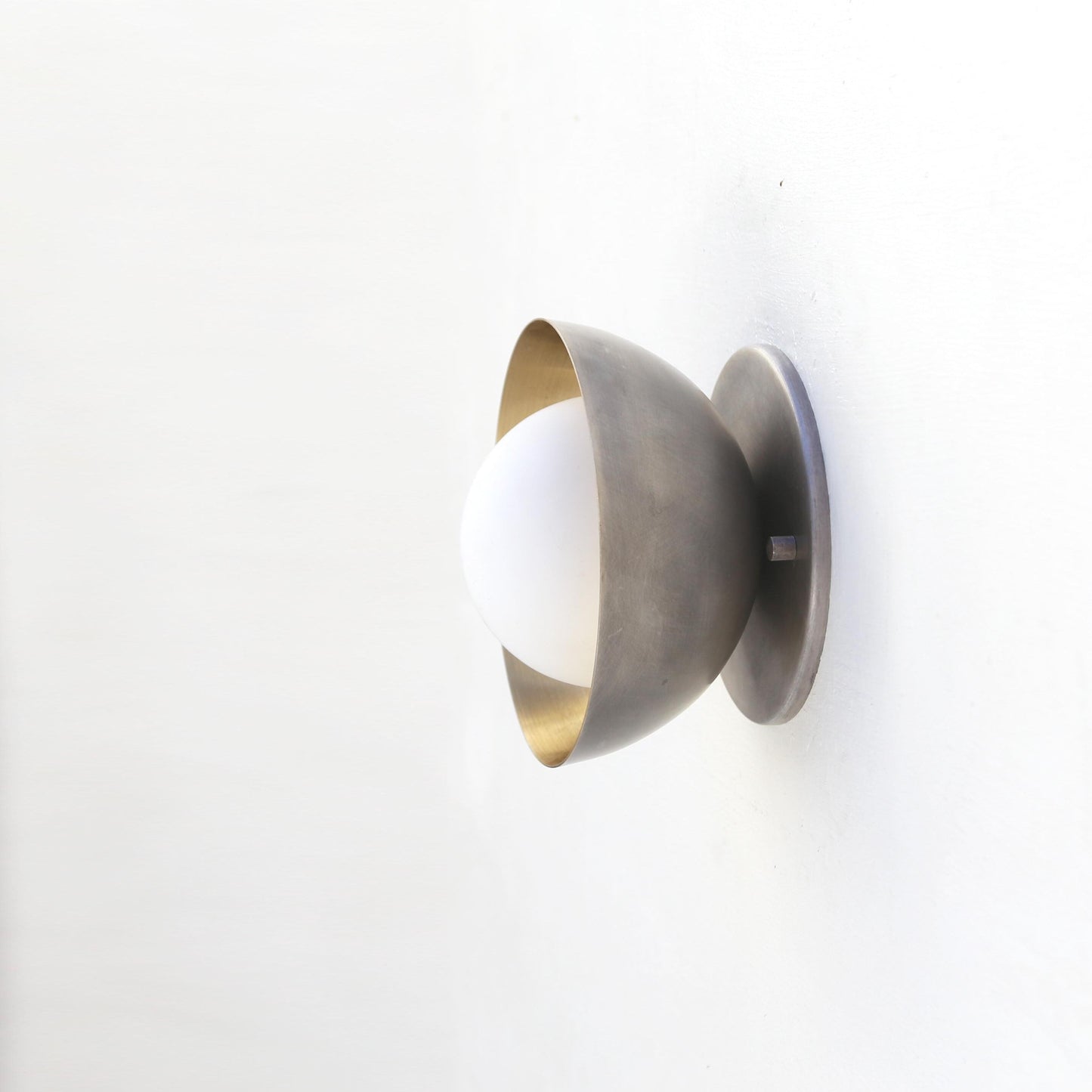 One-Light Brass Dome and Opal Globe Wall Sconce