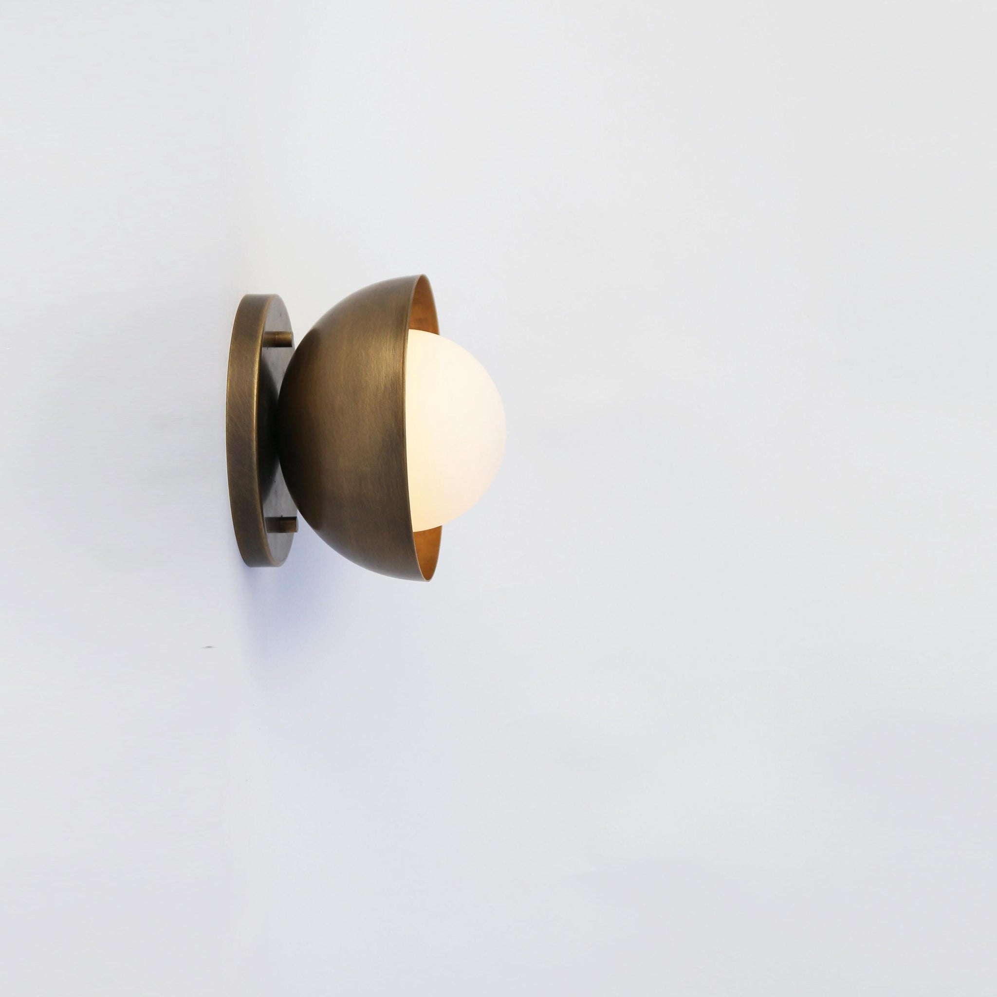 One-Light Brass Dome and Opal Globe Wall Sconce