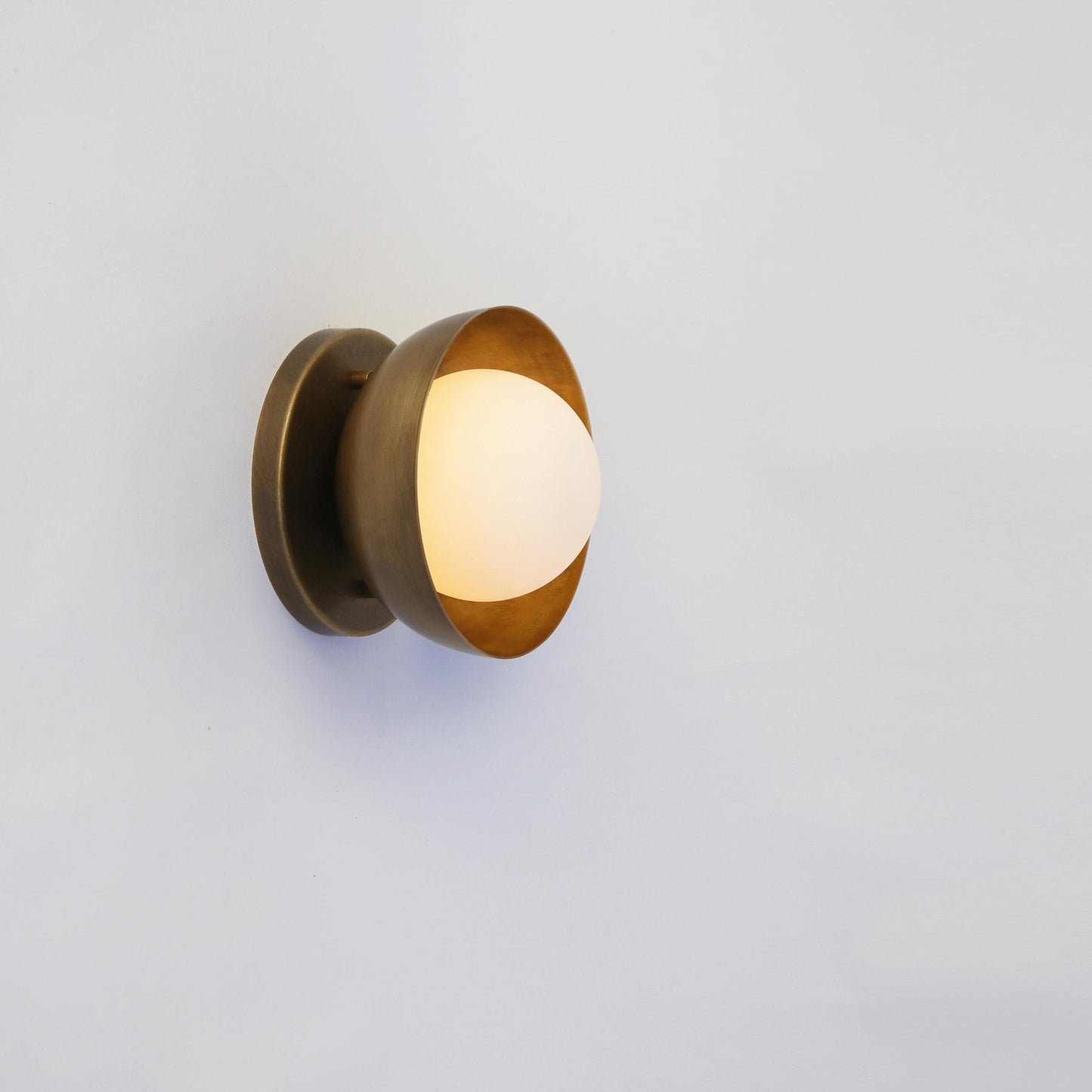 One-Light Brass Dome and Opal Globe Wall Sconce