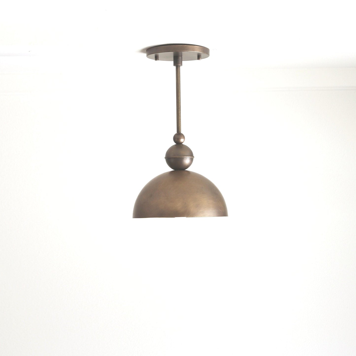 One-Light Brass Dome Ceiling Light with Opal Globe