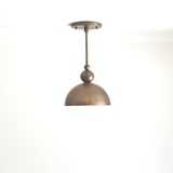 One-Light Brass Dome Ceiling Light with Opal Globe