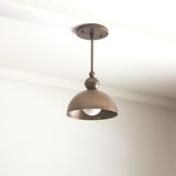 One-Light Brass Dome Ceiling Light with Opal Globe