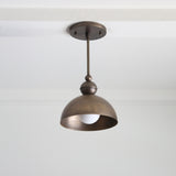 One-Light Brass Dome Ceiling Light with Opal Globe