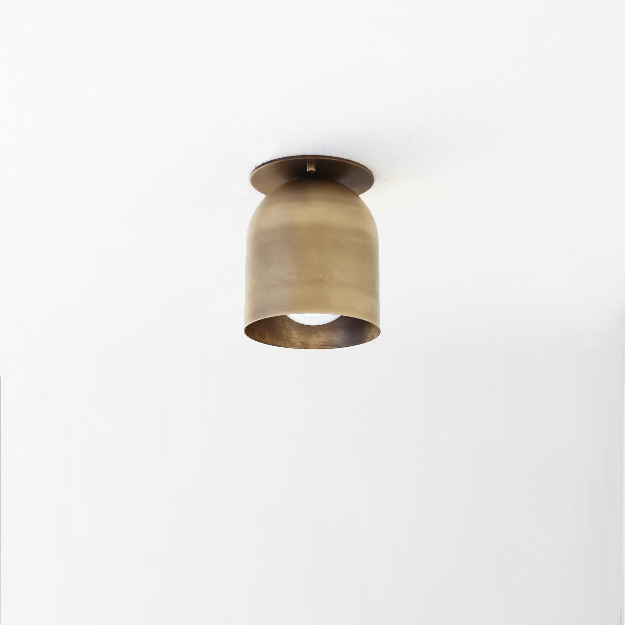 One-Light Brass Dome Flush Mount Ceiling Light