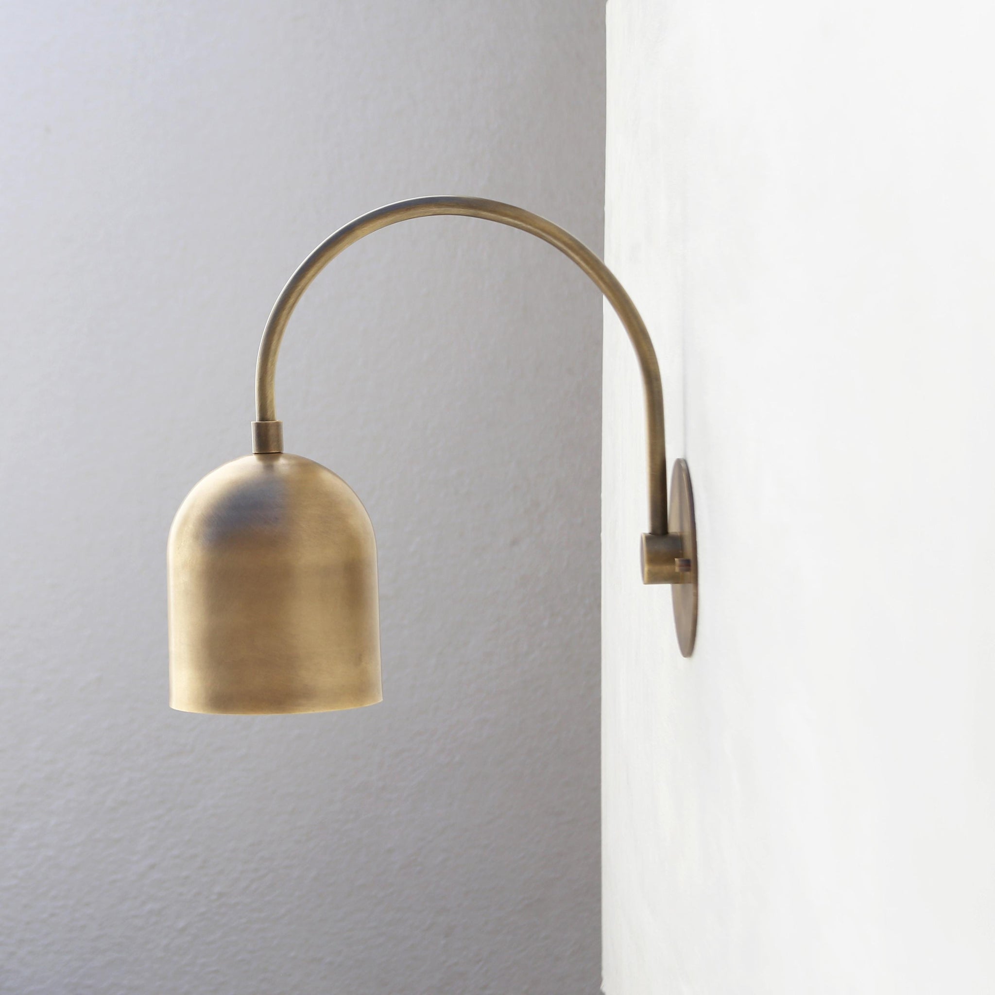 One-Light Brass Dome Gooseneck Wall Sconce