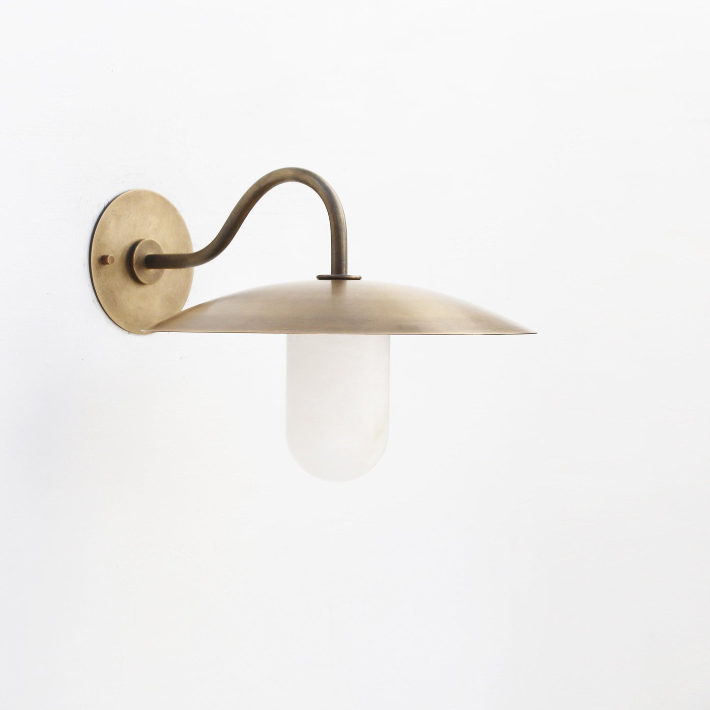 One-Light Brass Gooseneck Wall Sconce with Alabaster Shade