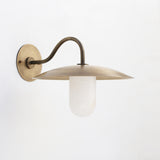 One-Light Brass Gooseneck Wall Sconce with Alabaster Shade