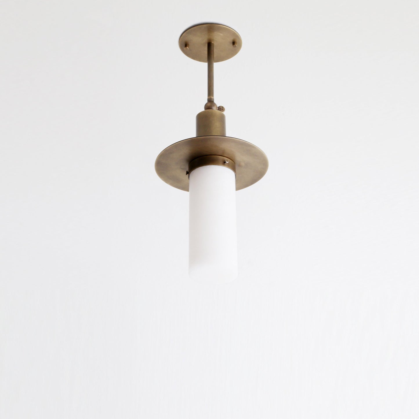 One-Light Brass Pendant with Alabaster Shade