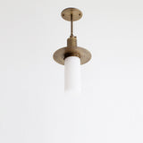 One-Light Brass Pendant with Alabaster Shade