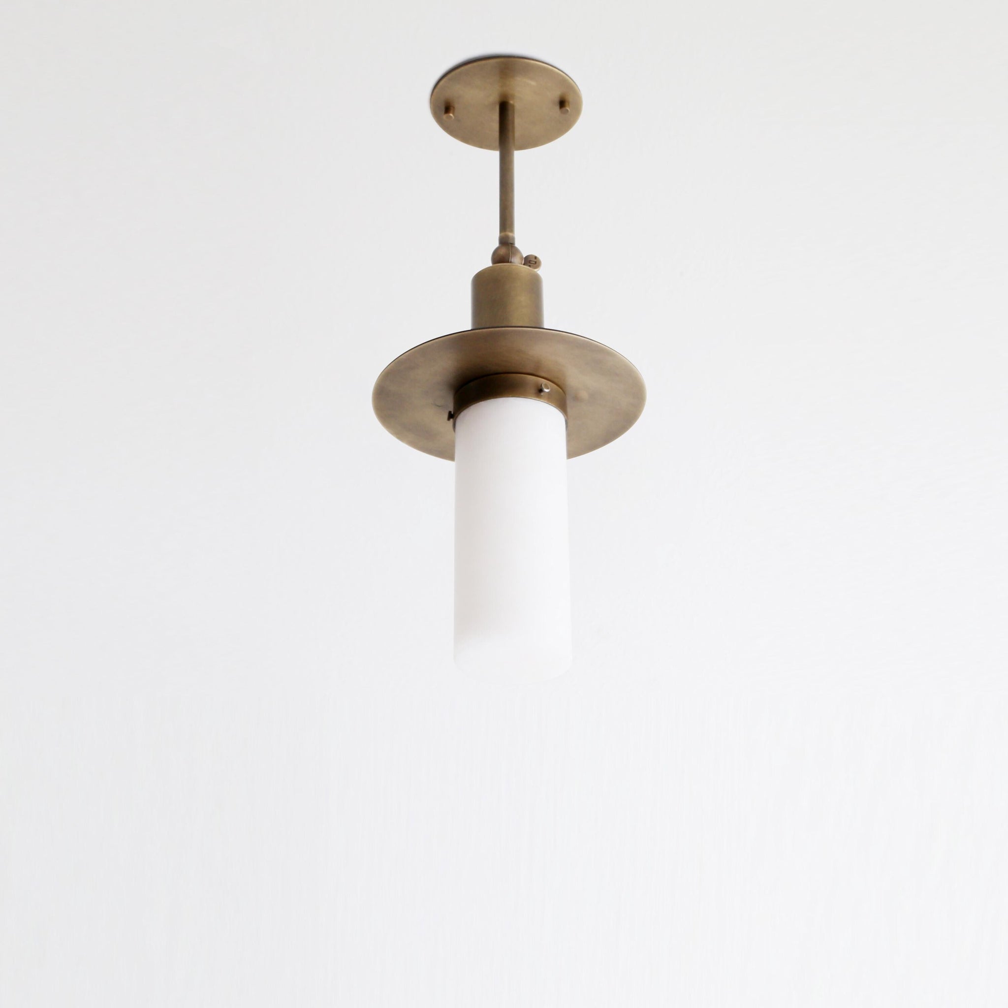 One-Light Brass Pendant with Alabaster Shade