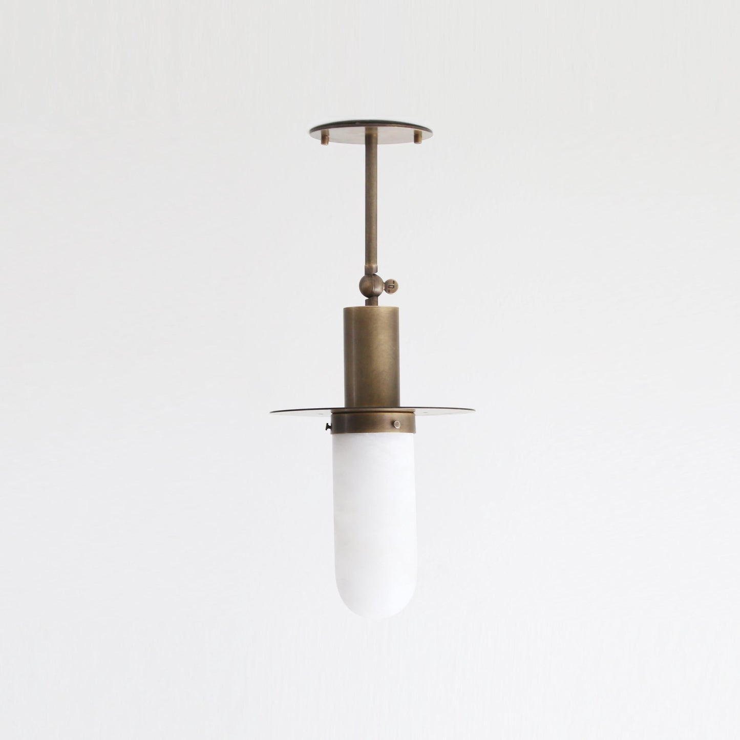 One-Light Brass Pendant with Alabaster Shade