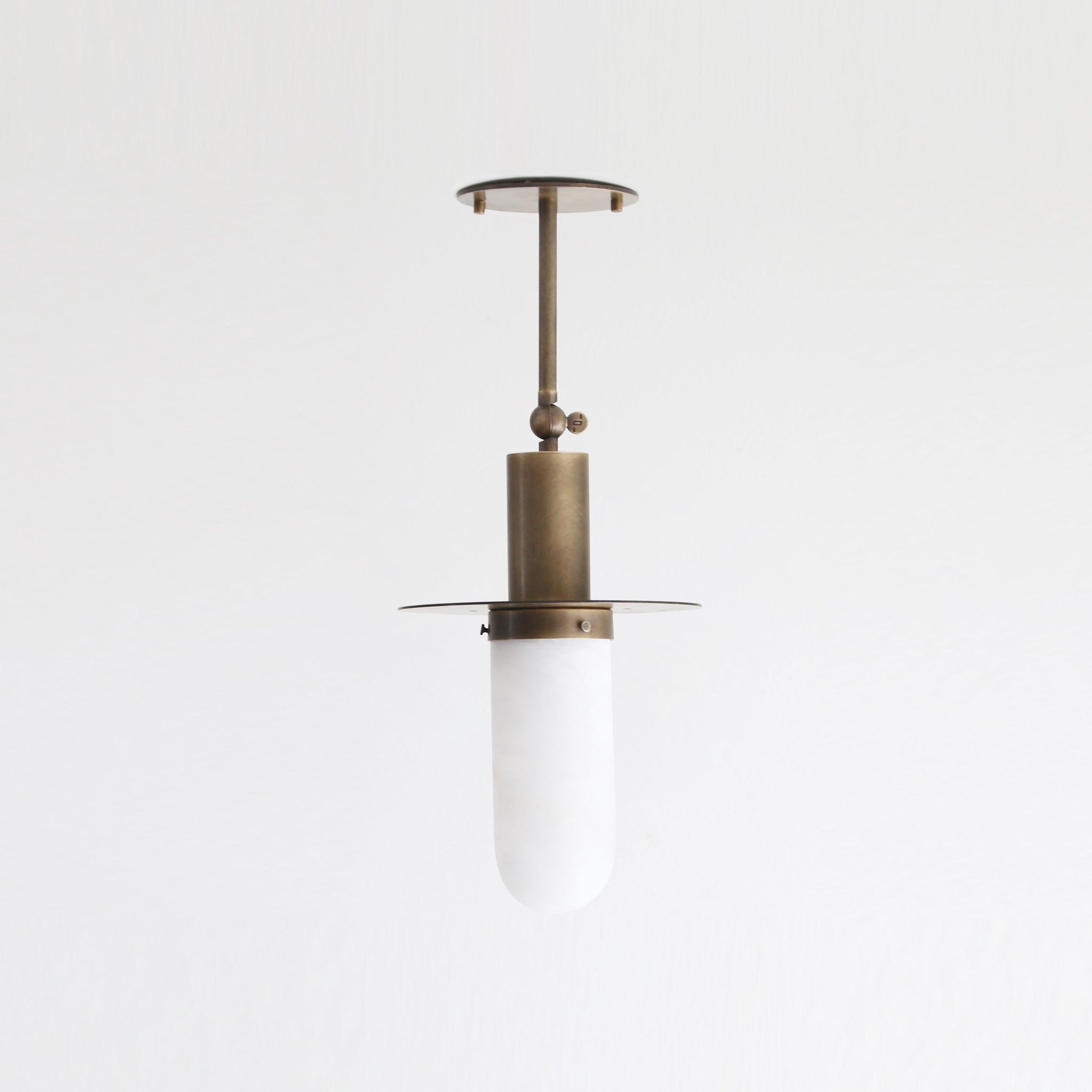 One-Light Brass Pendant with Alabaster Shade