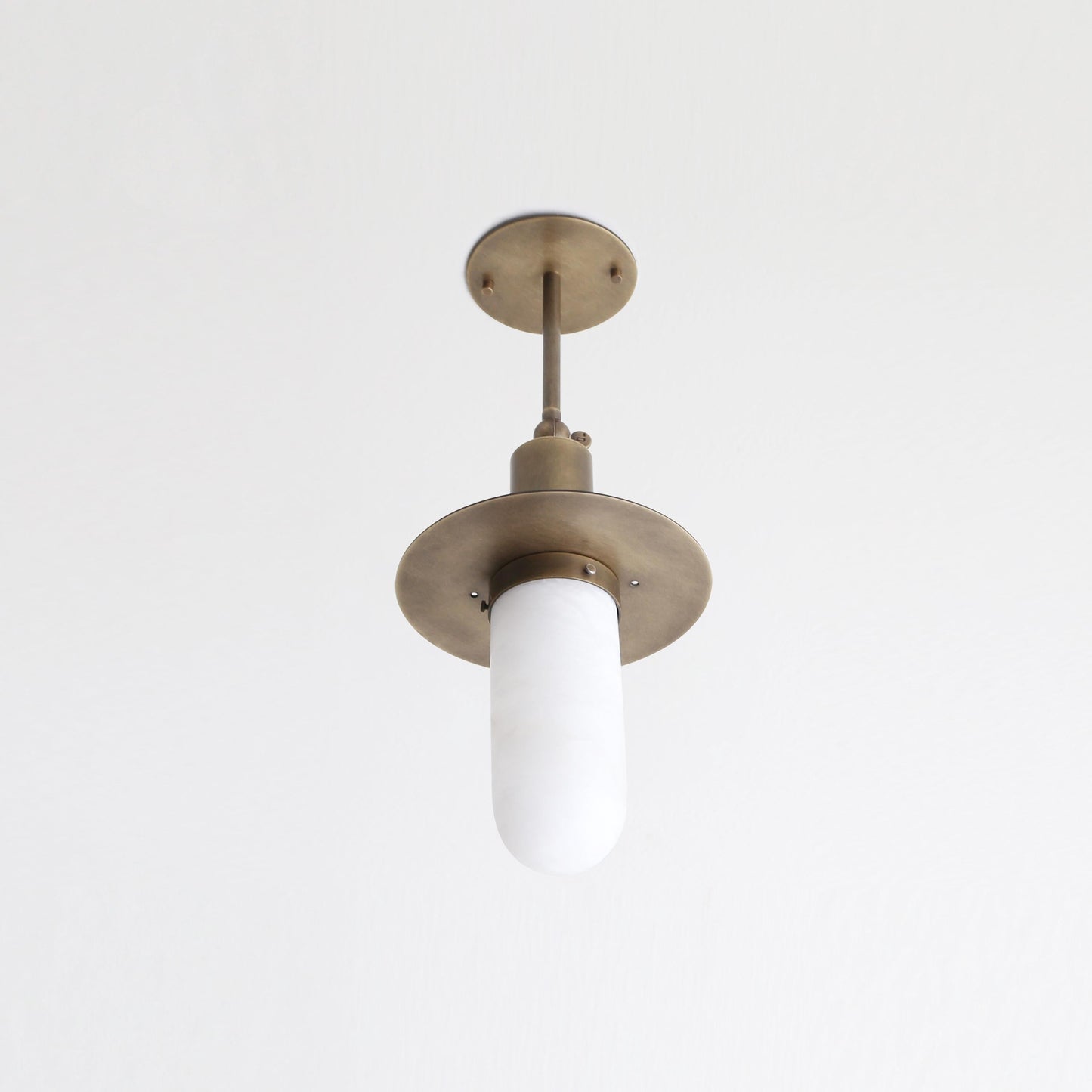 One-Light Brass Pendant with Alabaster Shade