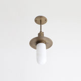 One-Light Brass Pendant with Alabaster Shade