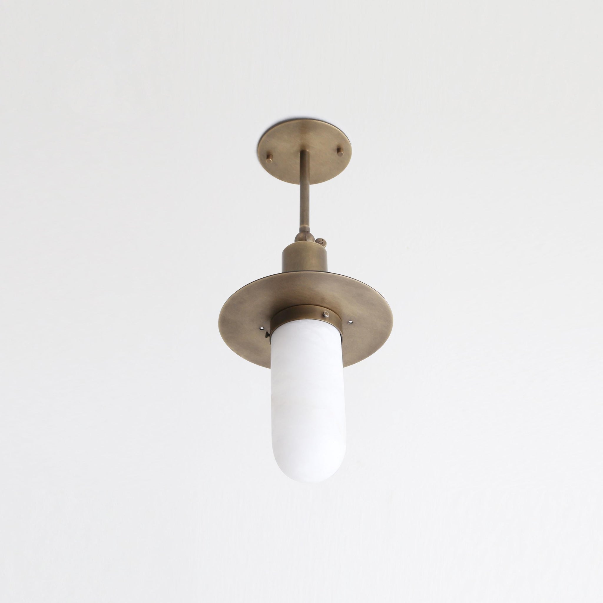 One-Light Brass Pendant with Alabaster Shade