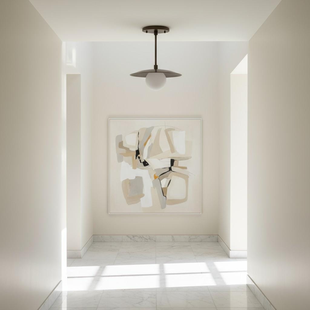 One-Light Brass Saucer Ceiling Light with Opal Globe