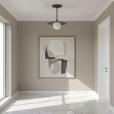 One-Light Brass Saucer Ceiling Light with Opal Globe