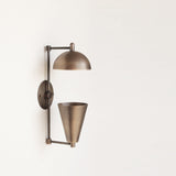 One-Light Brass Sconce with Dome and Cone Shades