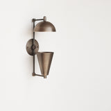 One-Light Brass Sconce with Dome and Cone Shades