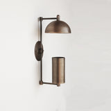 One-Light Brass Sconce with Dome and Cylinder Shades