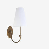 One-Light Brass Sconce with Tapered Linen Shade