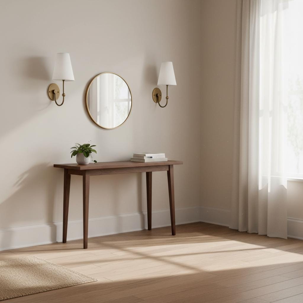 One-Light Brass Sconce with Tapered Linen Shade