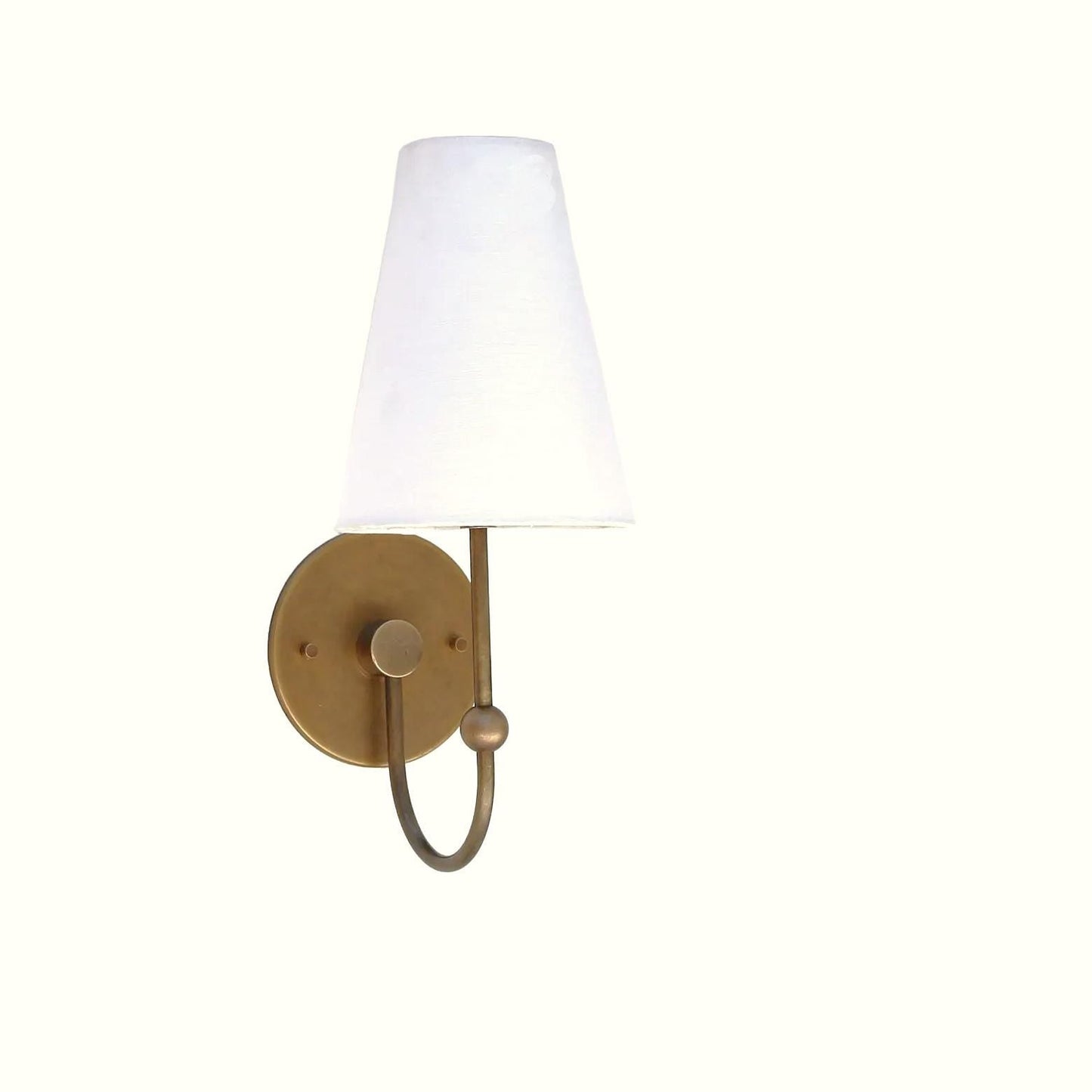 One-Light Brass Sconce with Tapered Linen Shade