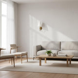 One-Light Brass Sconce with Tapered Linen Shade