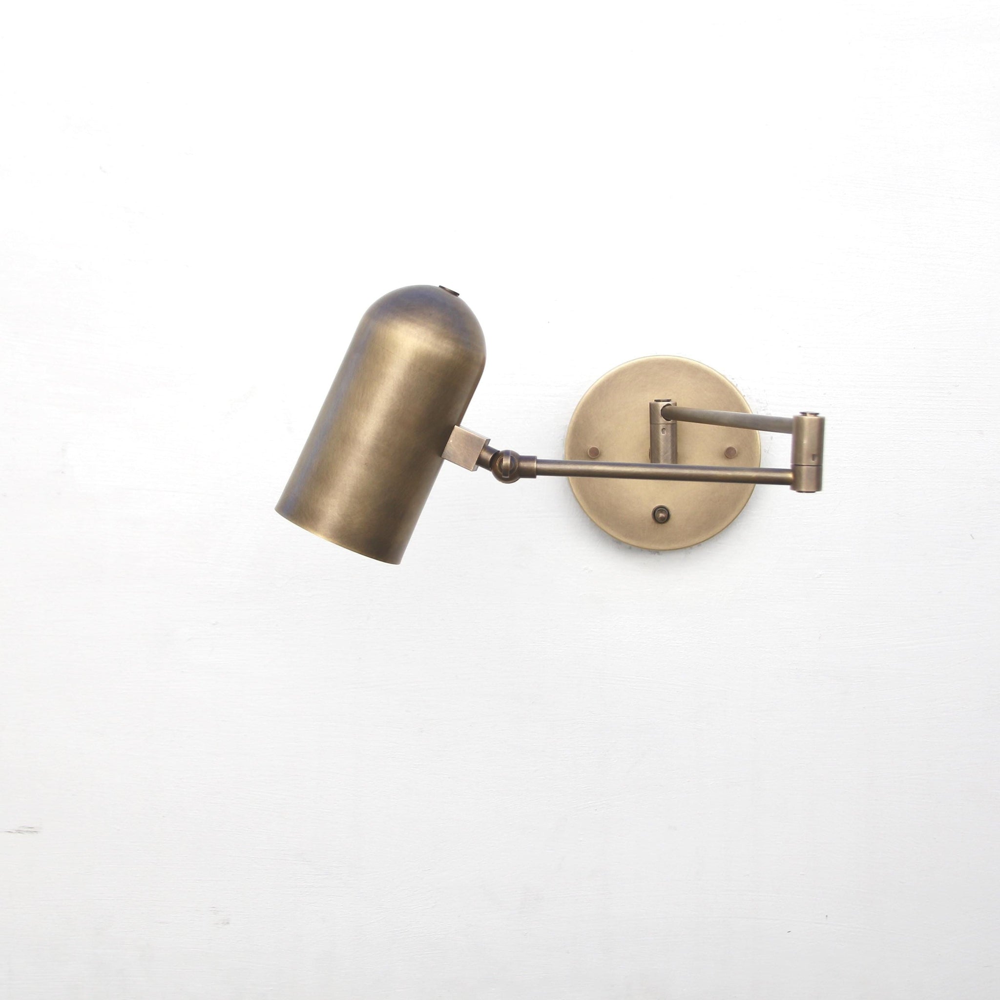 One-Light Brass Swing-Arm Sconce with Cylinder Shade