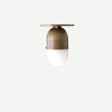 One-Light Brass Wall or Ceiling Light with Alabaster Shade