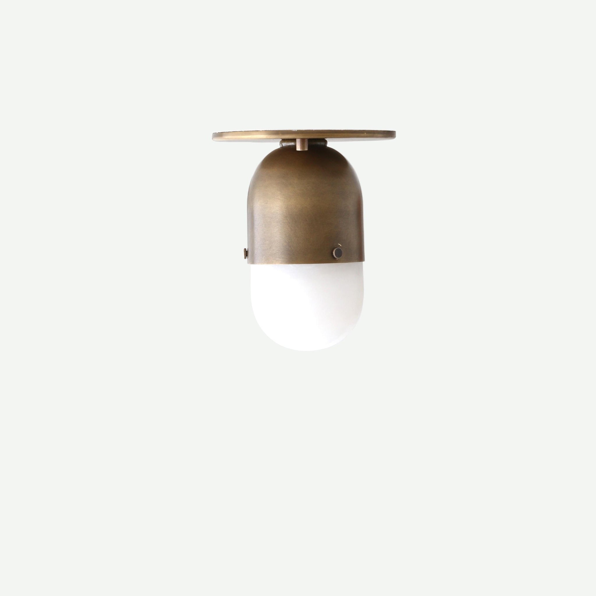 One-Light Brass Wall or Ceiling Light with Alabaster Shade