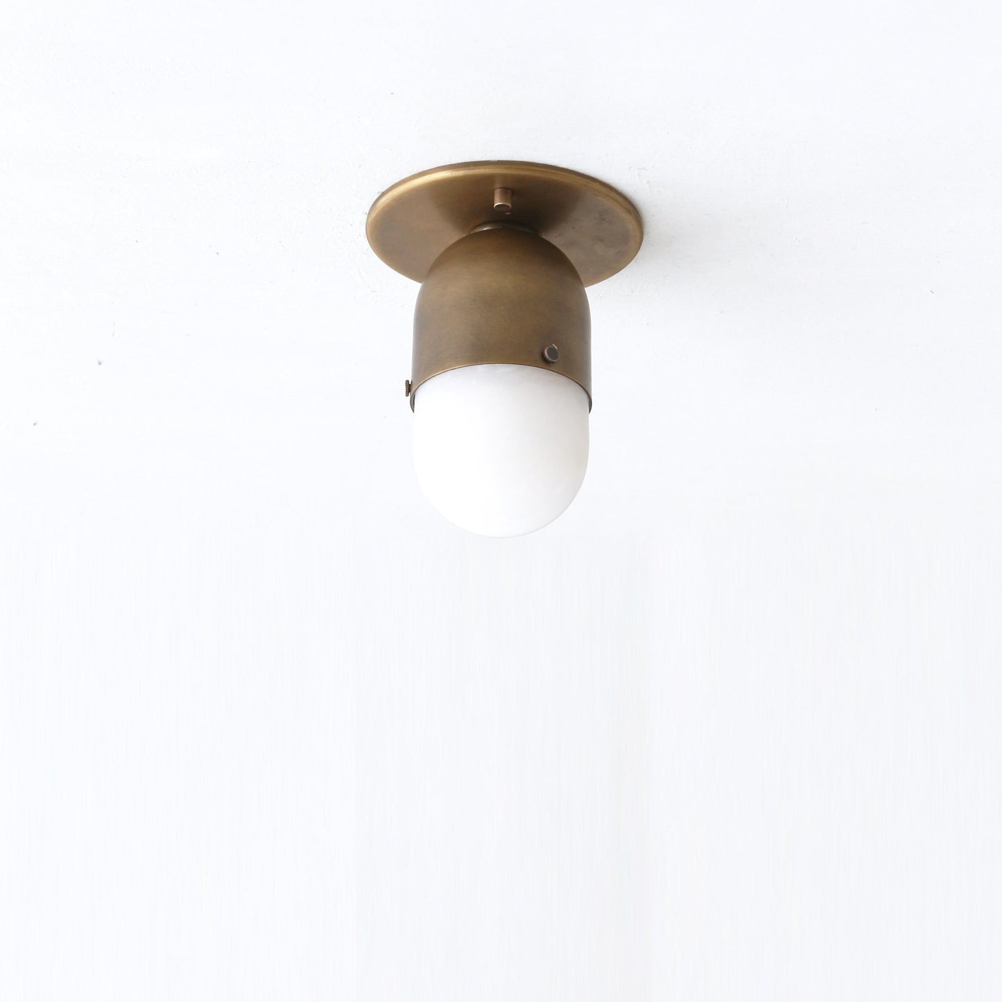 One-Light Brass Wall or Ceiling Light with Alabaster Shade
