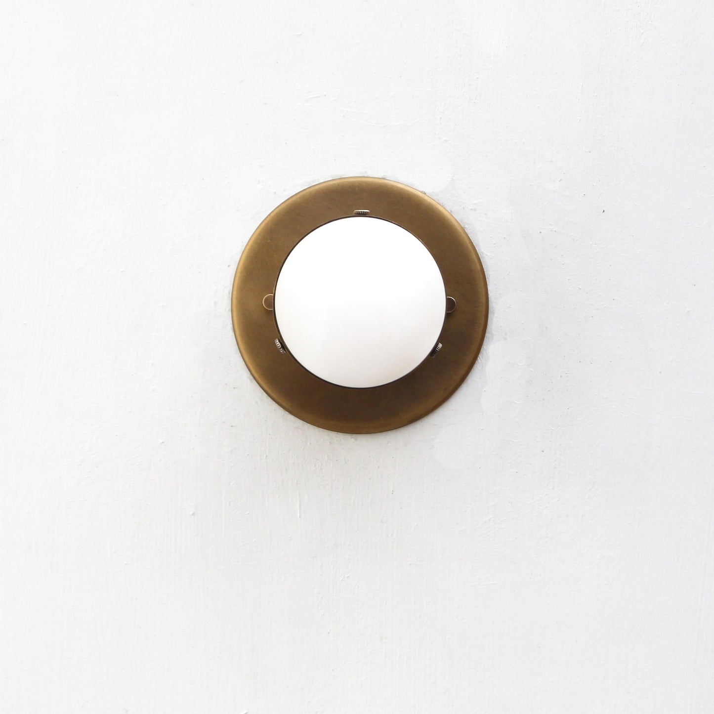 One-Light Brass Wall or Ceiling Light with Alabaster Shade