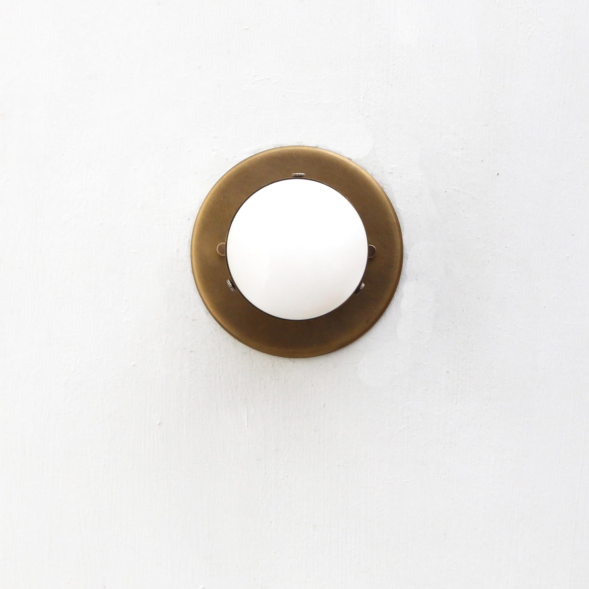 One-Light Brass Wall or Ceiling Light with Alabaster Shade