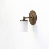 One-Light Brass Wall Sconce with Alabaster Cylinder Shade