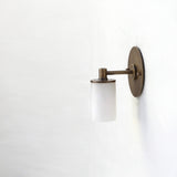 One-Light Brass Wall Sconce with Alabaster Cylinder Shade