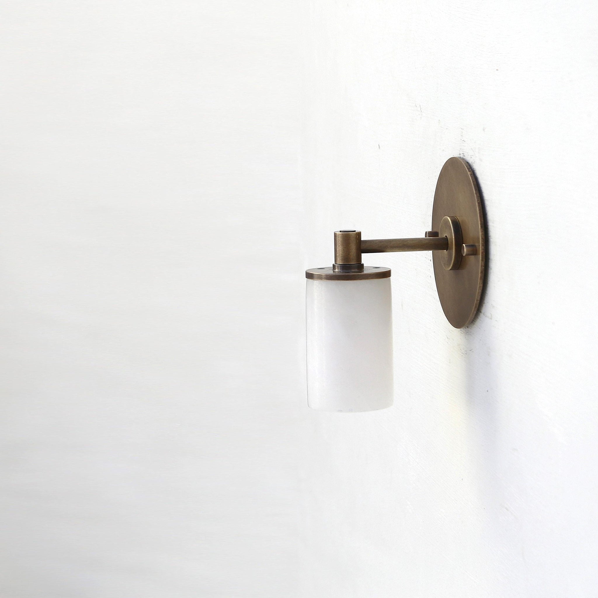 One-Light Brass Wall Sconce with Alabaster Cylinder Shade