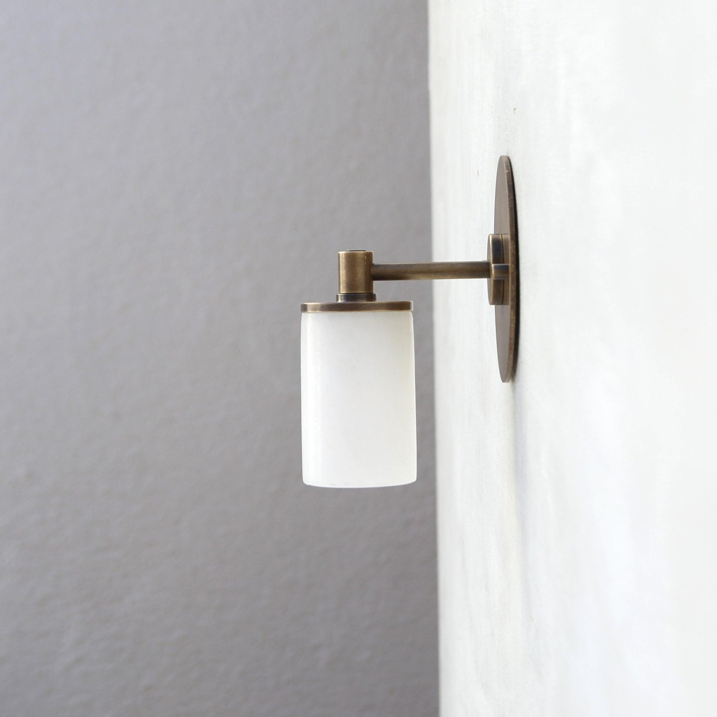 One-Light Brass Wall Sconce with Alabaster Cylinder Shade