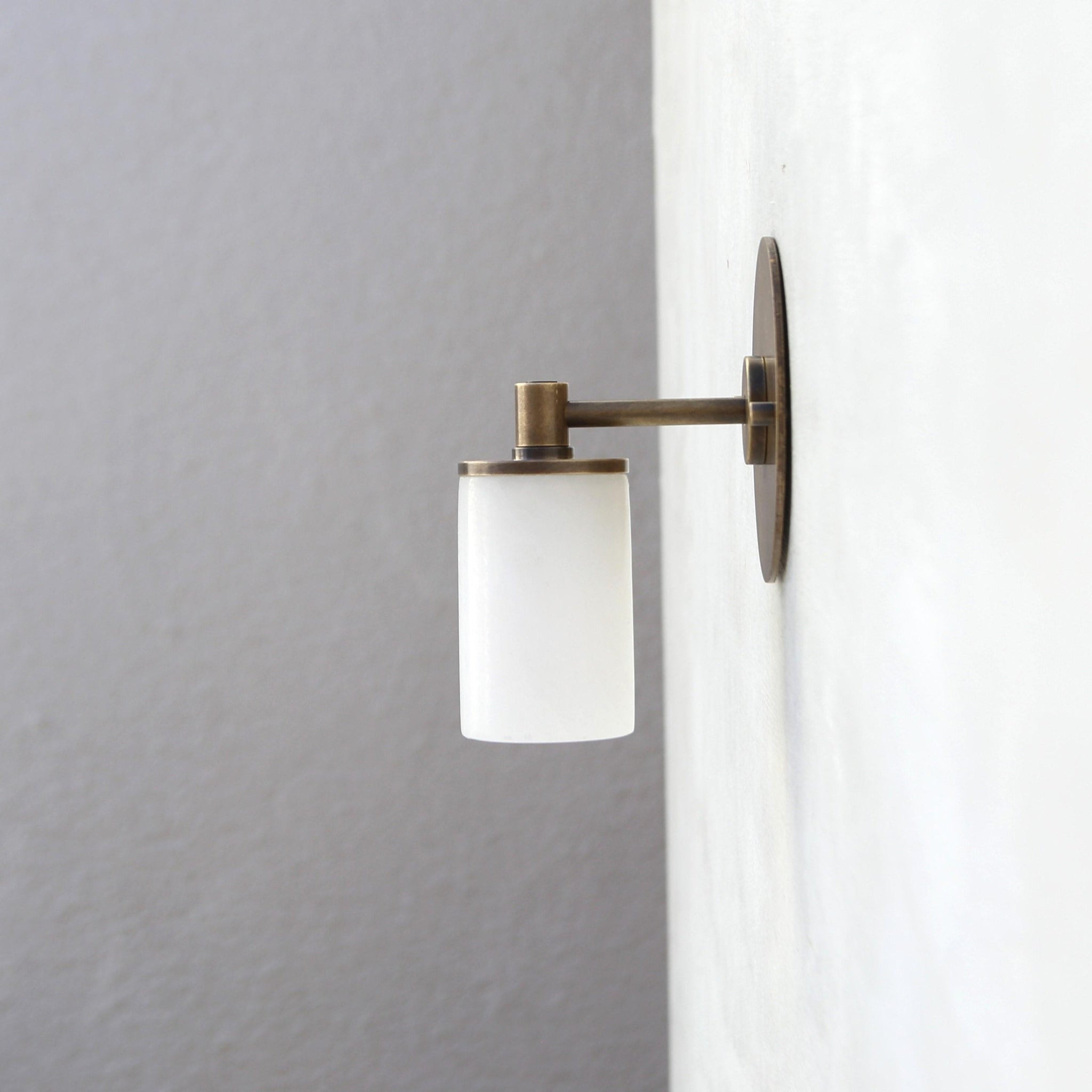 One-Light Brass Wall Sconce with Alabaster Cylinder Shade