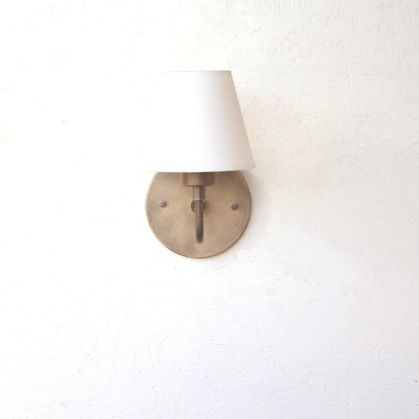 One-Light Brass Wall Sconce with Linen Shade