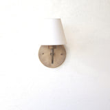 One-Light Brass Wall Sconce with Linen Shade