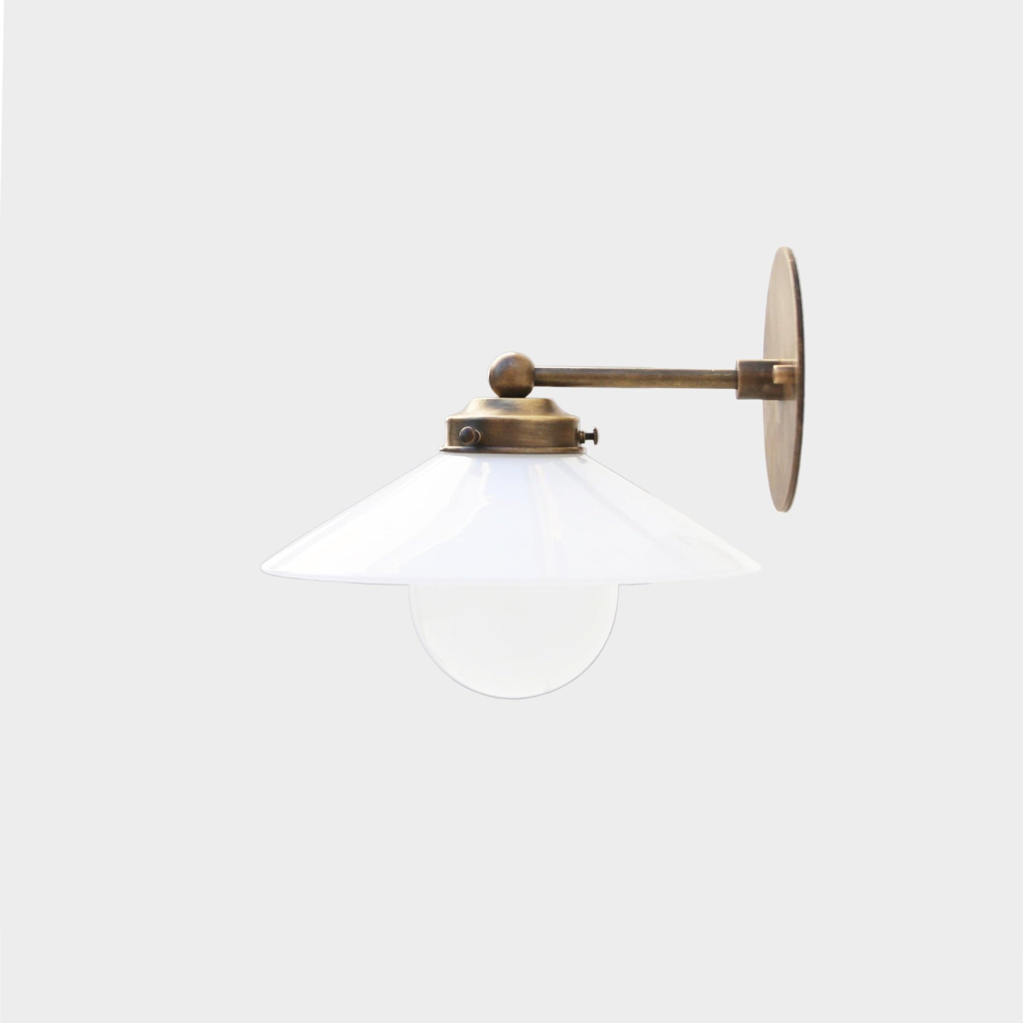 One-Light Brass Wall Sconce with Opal Glass Coolie Shade