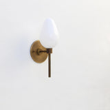 One-Light Brass Wall Sconce with Opal Tulip Shade