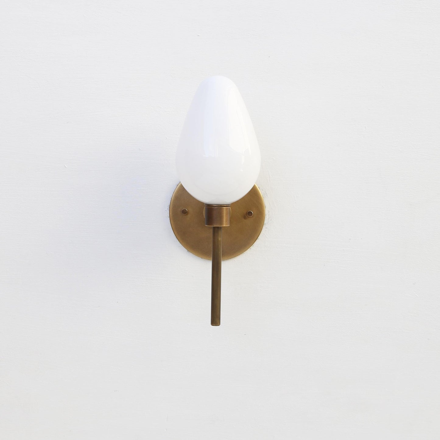 One-Light Brass Wall Sconce with Opal Tulip Shade