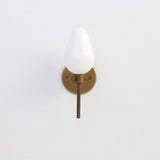 One-Light Brass Wall Sconce with Opal Tulip Shade