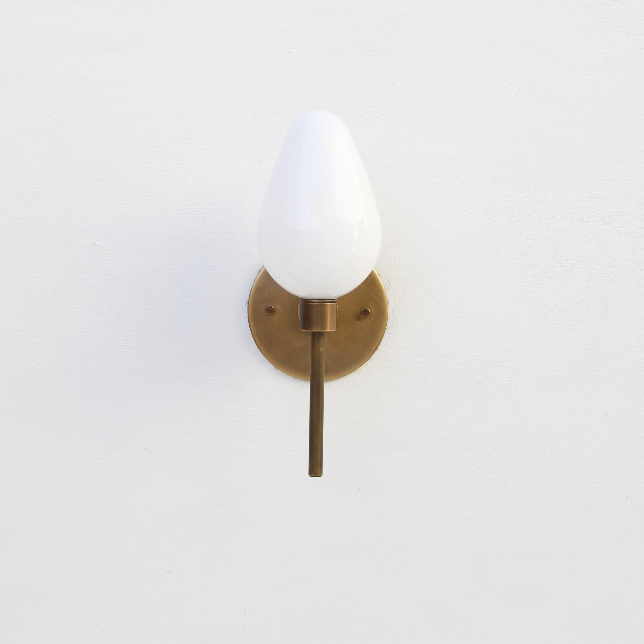 One-Light Brass Wall Sconce with Opal Tulip Shade