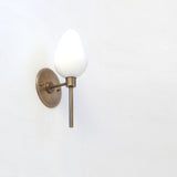 One-Light Brass Wall Sconce with Opal Tulip Shade